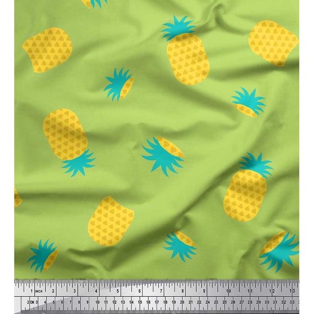 Soimoi Tissu Popeline de Coton Pin Fruits Tissu Imprimé 1 Yard 56 Inch Wide