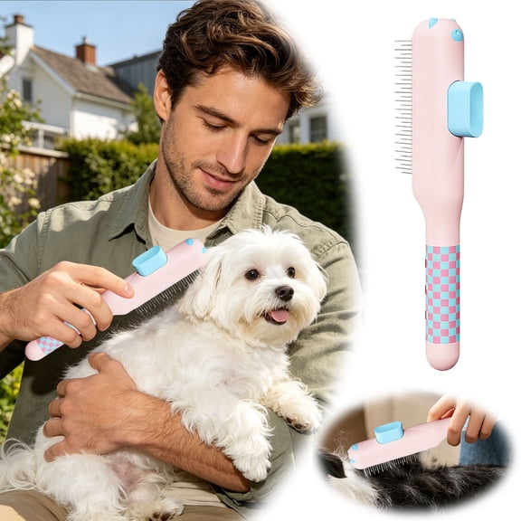 Tong Peignes pour Chats Brosse Auto-Nettoyante avec Dents en Métal Peigne pour Chats pour Chiots Animaux Intérieur Maison Perte de Poils