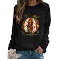 thumbnail image 1 of Innerwin L'action de Grâce Tops Citrouille Impression Femmes T-Shirt Parti Cou en Vrac Tee-Shirt Noir XL, 1 of 2