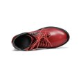 thumbnail image 4 of BLISSFUL STEP Women's Boot Rounded Toe Side Zip Combat Block Heel Ankle Boots Red 7, 4 of 8