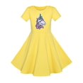 thumbnail image 1 of Robe Fille Coton Jaune Unicorn à Paillettes Manches Courtes Décontractée 4 Ans, 1 of 6