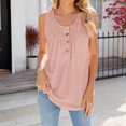 thumbnail image 2 of Timegard Womens Tank Tops Round Neck Button Ruched Eyelet Sleeveless Top Casual Tunic Top for Leggings, 2 of 5