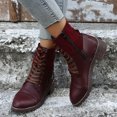 thumbnail image 5 of B91xZ Bottes Marron Femmes Automne Plateforme Compensée Espadrilles Bottines, Vin 8, 5 of 5
