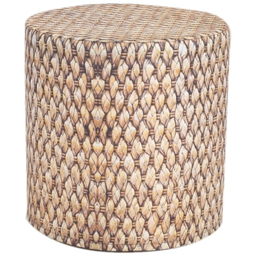 Delsit Pouf and Footstool Ottoman - Waterproof Round Stool for Indoor and Outdoor Use, Room Decor & Furniture with Removable Cover, Made in Europe