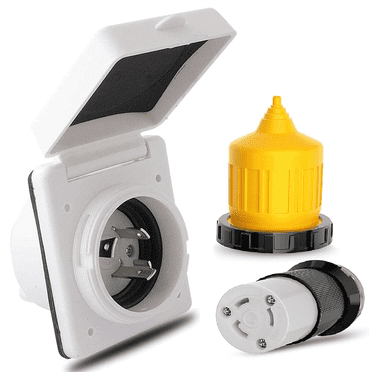 Prise d'Entrée d'Alimentation RV 30 A, Prise de Courant à Quai avec Protecteur de Cordon de Démarrage, 125 V NEMA L5-30P L5-30R, Connecteur Mâle Femelle, Fiche