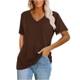 thumbnail image 1 of Timegard Womens Summer Tops Short Sleeve V-Neck Solid Color Comfy Basic Tee Casual Loose Shirts Tops Blouse, 1 of 6
