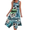 thumbnail image 1 of Ovzne Robes pour Femmes Robe de Plage Robes pour Femmes Sans Manches Col Rond à Cordon Décontractée à Volants Robe Trapèze Courte Robe pour Femmes Imprimée Liquidation, 1 of 7
