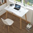 thumbnail image 4 of HEVIRGO Modern Ergonomic Arc Design Thickened Plate Spacious Desktop Computer Desk Solid Wood PC Work Writing Table, 4 of 10