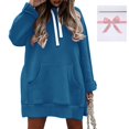 thumbnail image 4 of Kcodviy Robe d'Automne pour Femmes à Manches Longues Unie, Couleur, Poche, à Capuche, Longueur Moyenne, Robe Longue pour Femmes, Longue, Décontractée, Ample, à Capuche, 4 of 7