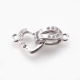 thumbnail image 1 of SNNROO 5Set Brass Micro Pave Cubic Zirconia Fold Over Clasps Flat Round Clear Real Platinum Plated 32mm Inner  4.5mm, 1 of 3