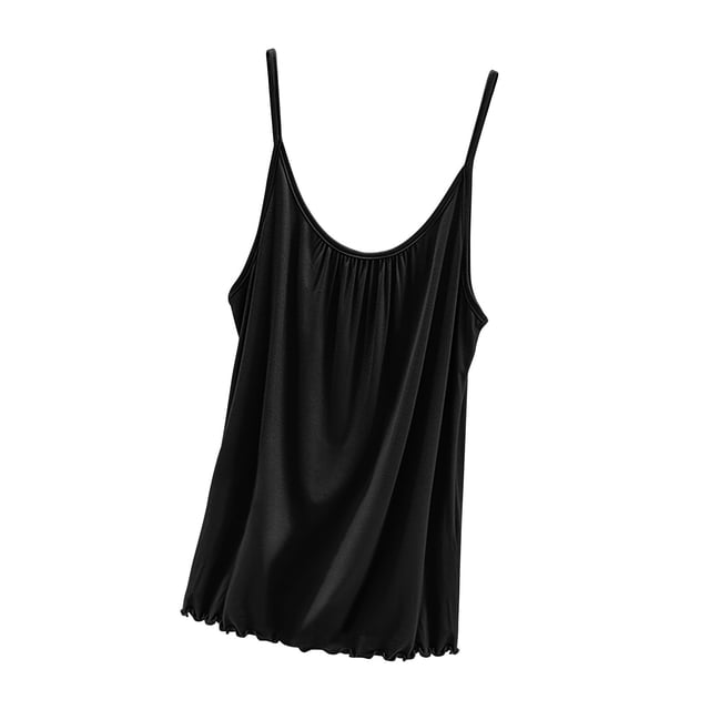 Cameland Camisoles pour Femmes Amples Sans Manches à Encolure Dégagée Camisoles de Pyjama à Bretelles Spaghetti Plissées Hauts de Nuit