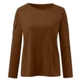 thumbnail image 4 of DPTALR Blouse Décontractée pour Femmes, Col Rond, Dentelle Ajourée, Manches Longues, Amincissante, T-shirt, 4 of 6