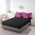 thumbnail image 4 of Cheetah Print Comforter Set,7 Pieces Wild Animal Skin Leopard Spot Queen Bed in a Bag,Geometry Aztec Fuchsia Sriped Bedding Sets with Comforter,Flat Sheet,Fitted Sheet,Pillowcase,Pillow Sham, 4 of 5
