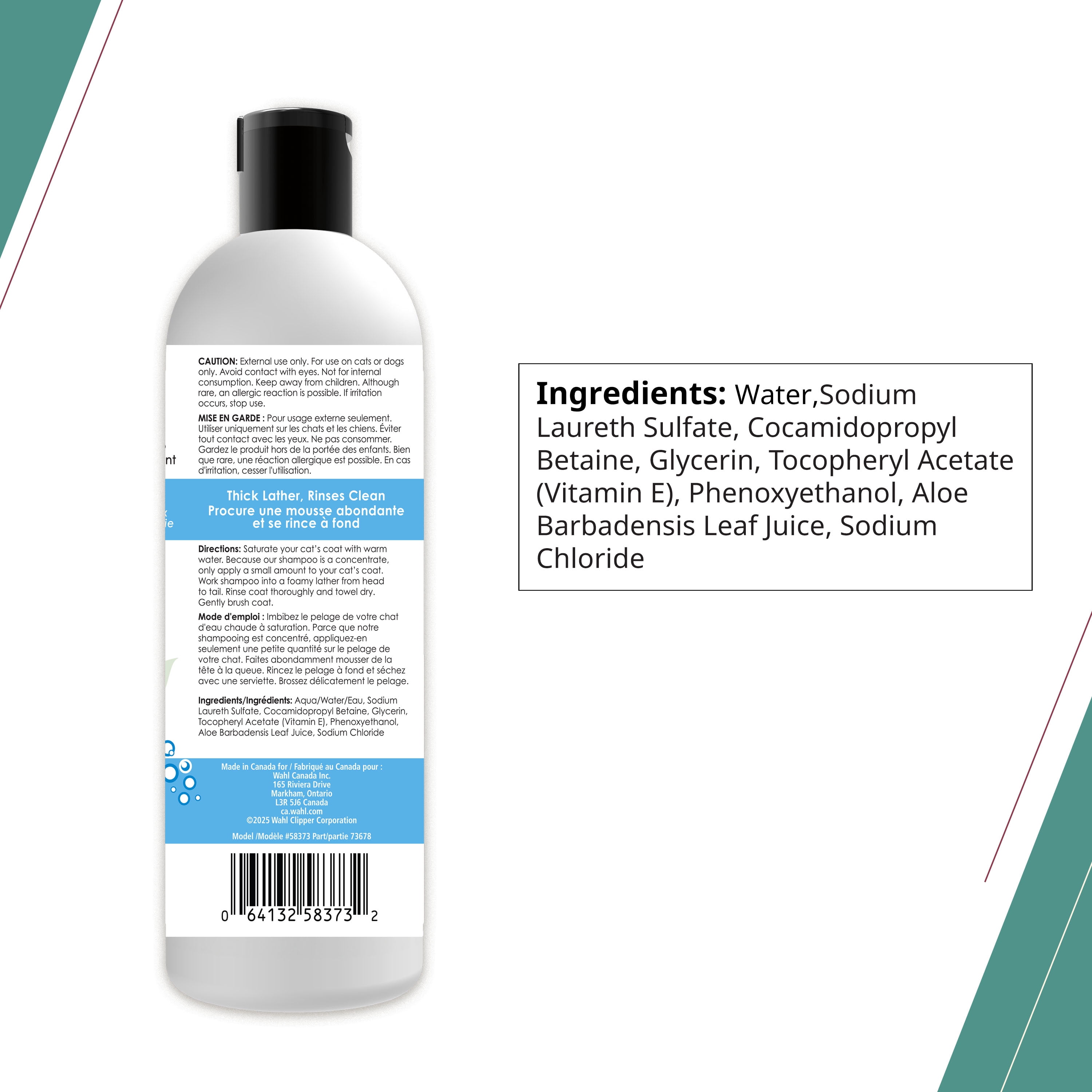 Wahl Shampooing pour Chat à Peau Sensible, 455mL