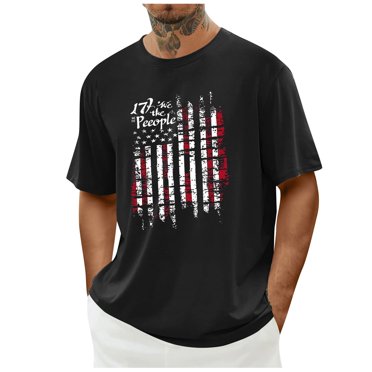 Weiqiqre Men's T-shirts Graphic T-Shirts USA Flag Short Sleeve American Patriotic Crewneck Casual Regular Tee Shirts