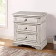 thumbnail image 2 of Pemberly Row Contemporary Rustic Ivory Wood 3-drawer Nightstand, 2 of 6