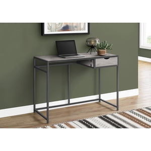 Monarch Specialties Computer Desk, Home Office, Laptop, Storage Drawer, 42"l, Work, Metal, Laminate, Grey, Contemporary, Modern
