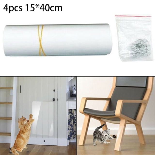 Bgsha 4x Tapis Anti-Griffures pour Chat, Protège-Canapé, Housse de protection pour Meubles, Coussinets de protection contre les Griffures, en Matériau PVC transparent pour la Prévention des Griffures et la protection des Meubles pour Chat. Comprend Quatre Autocollants Adhésifs Flexibles Mesurant 15x40 cm, Idéal pour Canapés, Chaises, Portes, Murs et Autres surfaces Rembourrées. Livré avec Clous pour Renforcement en Option.