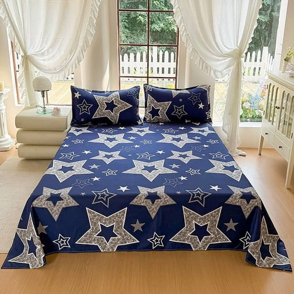 EGNMCR Flat Sheet Comfortable Bed Sheets With Star Patterns Mattress Protective Cover Easily To Clean And Maintain Double Or Singles Bed Sheets polyester bed sheet