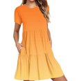 thumbnail image 2 of Weiqiqre Robes de Travail pour Femmes, Robe T-Shirt d'Été Décontractée à Manches Courtes pour Femmes, Robes Mini à Étages avec Poches, 2 of 6