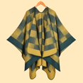 thumbnail image 2 of Gpaecead Women's Fall Classic Plaid Shawl - Jacquard Pattern Open Front Warm Cape Wrap Green, 2 of 4