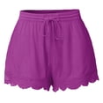 thumbnail image 1 of AherBiu Plus Size Bottom Shorts for Women Wide Leg Drawstring Elastic Waisted Comfy Loungewear Shorts, 1 of 5