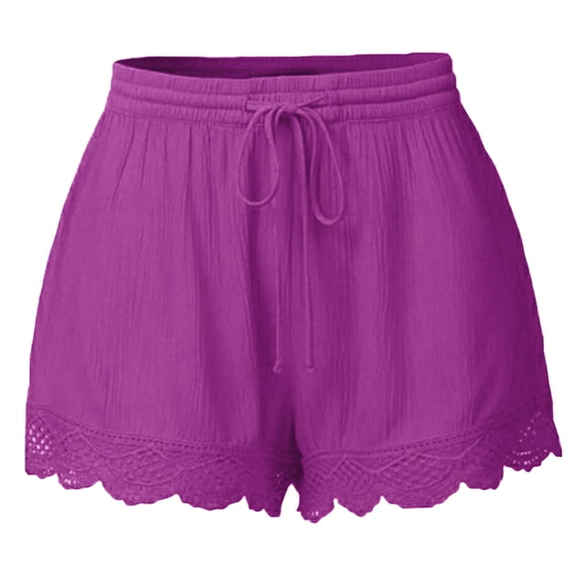 AherBiu Plus Size Bottom Shorts for Women Wide Leg Drawstring Elastic Waisted Comfy Loungewear Shorts