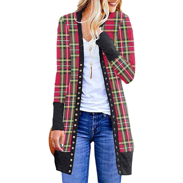 FOCUSNORM Femmes Juniors Cardigan de Noël à Manches Longues Vêtements de Fête Dessin Animé