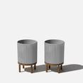 thumbnail image 2 of Veradek Mason Series Raised Demi 12" Plastic-Stone Planter with Stand - 2-Pack Gray/Brown, 2 of 10
