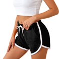 thumbnail image 2 of Womens Athletic Shorts Running Color Block Shorts with Pockets and Drawstring (Black M), 2 of 4