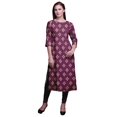 thumbnail image 1 of Bimba Robe Kurti Longue Imprimée Tunique Droite Manches 3/4 Robes pour Femmes Haut, 1 of 6