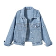 thumbnail image 1 of Vestes pour Femmes Hiver, Veste en Denim Sans Capuche Effilochée à Boutons, 1 of 8