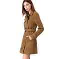 thumbnail image 3 of INSPIRE CHIC Women's Notched Lapel Double Breasted Trench Coat Jacket, 3 of 6