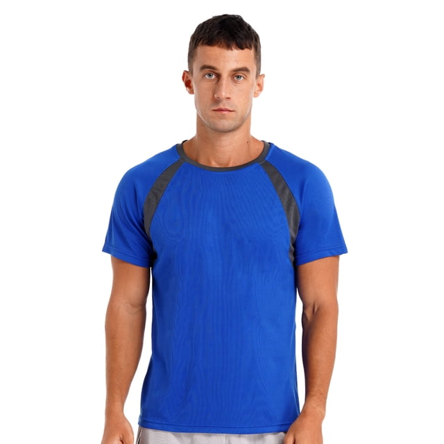 Jowowha Mens UPF 50+ UV Rash Guard Sun Protection Swim Shirt Quick Dry Athletic Running Fishing T-shirt Blue L