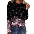 thumbnail image 1 of IROINID Économies Hauts à Manches Longues pour Femmes Col Rond Imprimé T-Shirt Blouse, Rose, 1 of 3