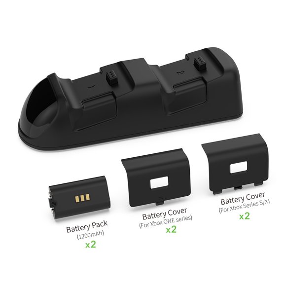 Xbox Universal Dual Controller Charging Kit - Dock Station with 2x 2000mAh Rechargeable Batteries for Xbox Series X/S & Xbox One/X/S Controllers | Fast Charging, LED Indicators, Overcharge Protection