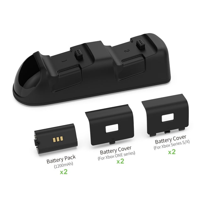 Xbox Universal Dual Controller Charging Kit - Dock Station with 2x 2000mAh Rechargeable Batteries for Xbox Series X/S & Xbox One/X/S Controllers | Fast Charging, LED Indicators, Overcharge Protection