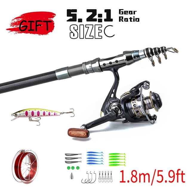 Fishing Gear Telescopic Rod and Reel Combo for Shore and Sea Angling – 18m/30m Extendable Rod with Interchangeable Left/Right Hand Reels Trout and Sea Fishing Set