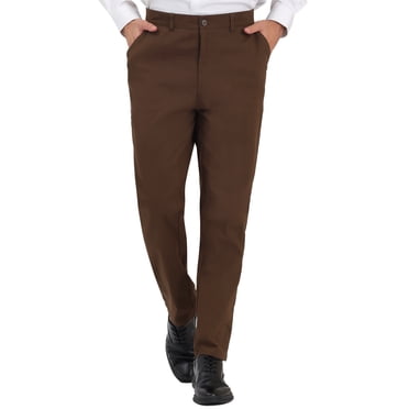 INSPIRE CHIC Men's Dress Pants Classic Fit Flat Front Solid Color Prom Trousers 34 Brown