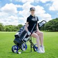 thumbnail image 3 of Patiojoy Chariot de Golf Pliable à 3 Roues à Pousser et Tirer avec Siège, Tableau de Bord, Sac, Bleu, 3 of 9
