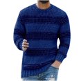thumbnail image 1 of IROINNID Men's Round Neckline Long Sleeve Jumper Mid-Length Stripes Casual Pullover Ribbed Hem Sweater, 1 of 3