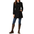 thumbnail image 2 of INSPIRE CHIC Manteaux pour Femmes Col Peter Pan Boutonnage Simple devant à Boutons Manteaux d'Hiver S Noir, 2 of 6