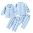 thumbnail image 3 of YTDSCS Newborn Baby Boys Cotton Linen Long-Sleeved Solid Color Shirt + Pants Spring Fall Casual 2PCS Outfits Set for 6-24 Months, 3 of 9