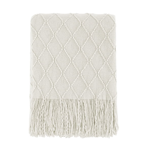 Bourina Rhombus Beige Throw Blanket For Couch,Suitable For Adults,Soft and Lightweight,50"X60'"