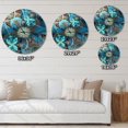 thumbnail image 4 of Designart 'Fractal Blue Flowers ' Modern wall clock, 4 of 4