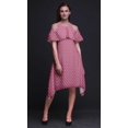 thumbnail image 4 of Bimba Robe Midi à Manches Volantées pour Femmes, Tunique Évasée à Épaules Dénudées, Imprimé Floral Rose - X-Small, 4 of 6