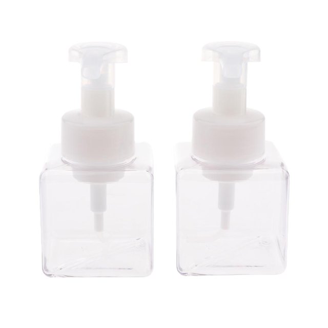 2pcs 250ml Plastic Empty Shampoo Cosmetic Foam Soap Container - Clear