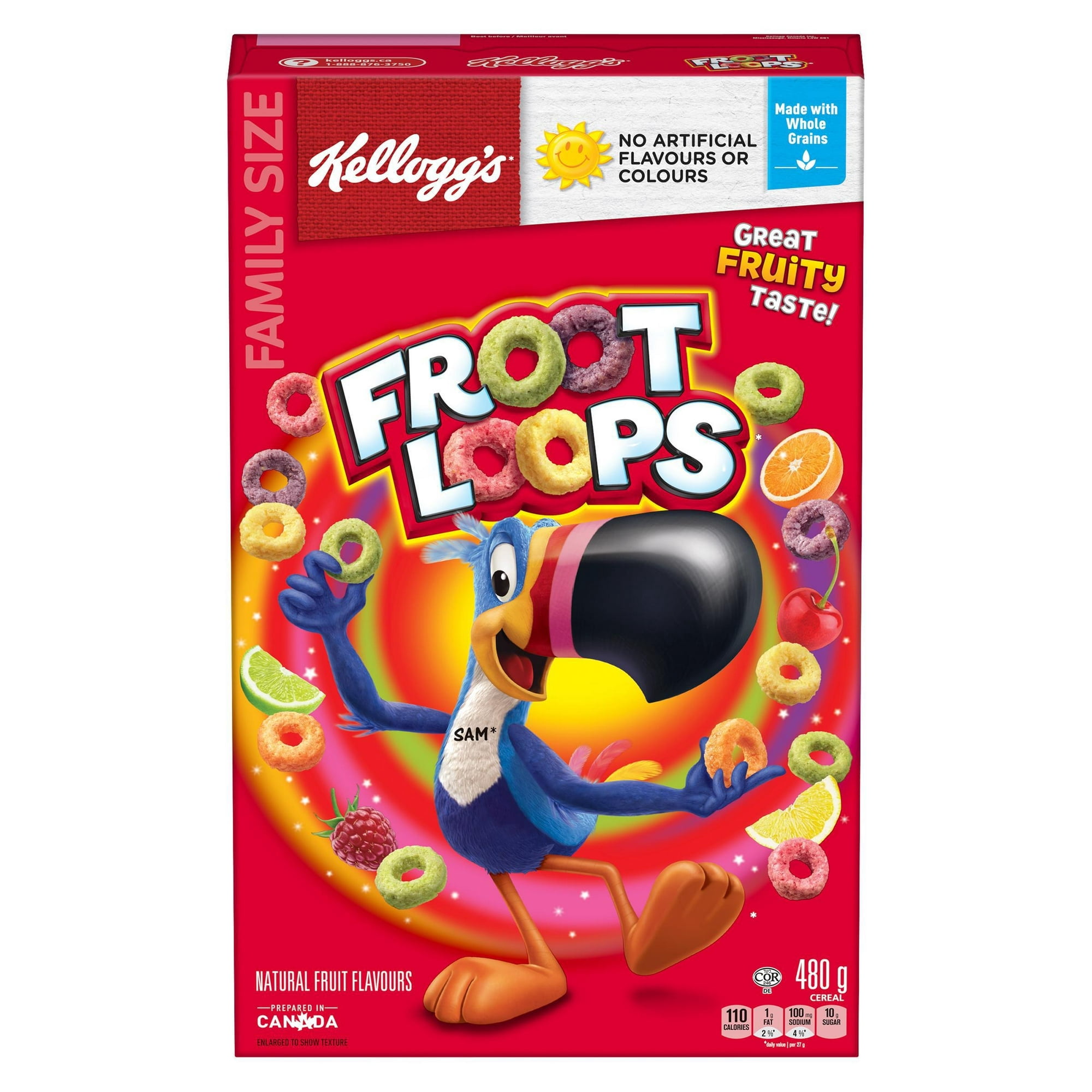 Kellogg's Froot Loops Cereal Family Size 480g- Crispy Loops
