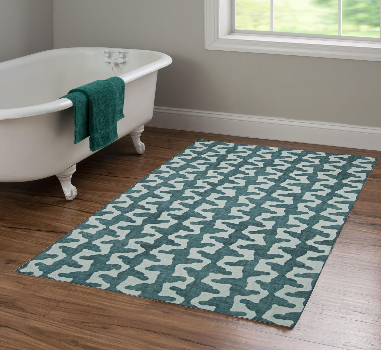 Tapis d'accent extérieur lavable Doral aqua & vert 3 pi x 5 pi