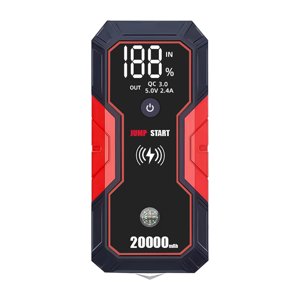 20000mAh 3500A Peak Car Jump Starter with Wireless/USB Charging, 5.0L Gas 3.0L Diesel Engine Compatibility, 2 USB + Type-C Outputs, Emergency Flashlight, Broken Window Tool, Intelligent Protection